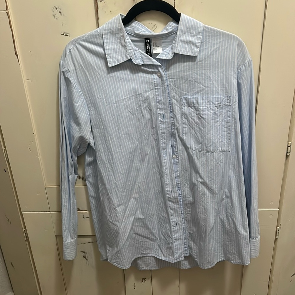 Light blue striped button-down